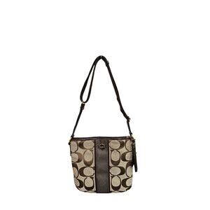 Coach Signature Crossbody Coated Canvas Leather Shoulder Bag